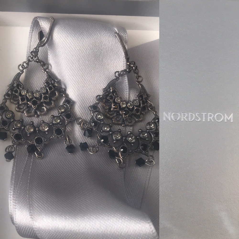 NWOT Nordstrom ✨ Silver Beaded Chandelier Earrings✨